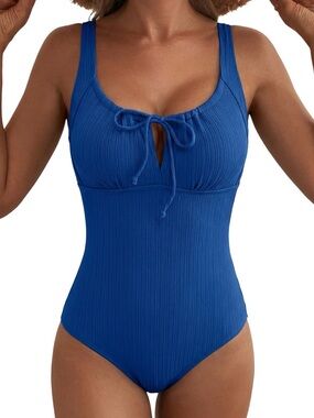 Aleumdr 2026 Trendy Textured One Piece Bathing Suit for Women Tummy Control